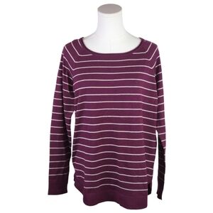 Pink Clover Valencia Burgundy Striped Curved Hem Sweater Sz L Casual Lightweight